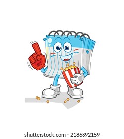 the notebook fan with popcorn illustration. character vector