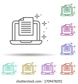Icono de varios colores del archivo de bloc de notas. Línea delgada simple, contorno vectorial de iconos de escritura de copias para ui y ux, sitio web o aplicación móvil