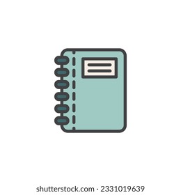 Notebook filled outline icon, line vector sign, linear colorful pictogram isolated on white. Symbol, logo illustration. Vector graphics