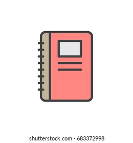 Notebook filled outline icon, line vector sign, linear colorful pictogram isolated on white. Symbol, logo illustration. Pixel perfect vector graphics