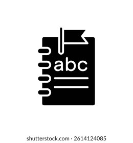 Notebook with Flag and ABC Title Minimal Black Icon