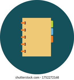 Notebook flat color icon. High quality flat color symbol for web design or mobile app. Trendy clear sharp icon on green background for web graphic 