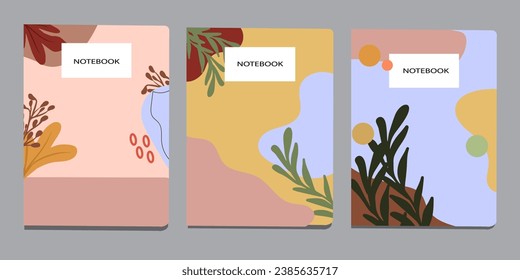 notebook flat design set with abstract design for covers, notebook, brosur, catalog