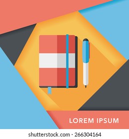 notebook flat icon with long shadow,eps10