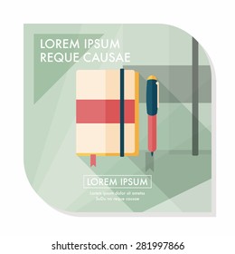 notebook flat icon with long shadow,eps10
