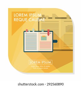 notebook flat icon with long shadow,eps10