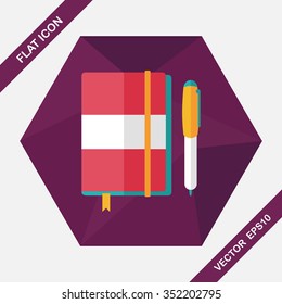notebook flat icon with long shadow,eps10