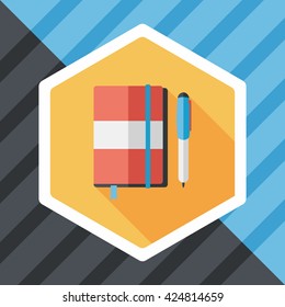 notebook flat icon with long shadow,eps10