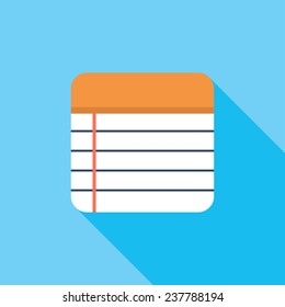 Notebook flat icon. Modern flat icons with long shadow effect in stylish colors. Icons for Web and Mobile Application. EPS 10.