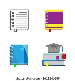 Notebook flat icon with multi style design in one artboard, White isolated background