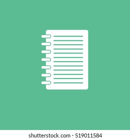 Notebook Flat Icon On Green Background