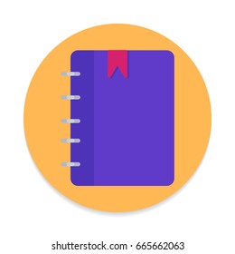 Notebook flat icon. Round colorful button, circular vector sign. Flat style design