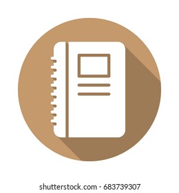 Notebook flat icon. Round colorful button, circular vector sign with long shadow effect. Flat style design