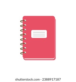 Notebook flat illustration vector isolated on white background. Element for Back to school and Back to work concept. Office and school supplies 