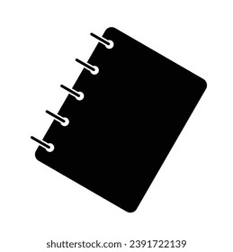 Notebook flat silhouette vector on white background. Office supply icons. Stationery symbols. Item for office, school concept.