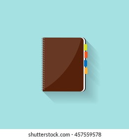 Notebook in a flat style. Reminder, diary. Business planner. Booklet. Paper. Vector illustration.