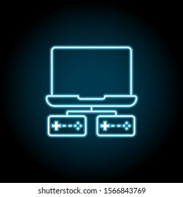 Notebook, game, game controller blue neon icon. Simple thin line, outline vector of esport icons for ui and ux, website or mobile application