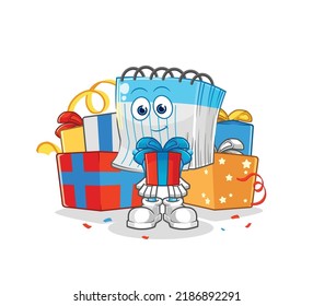 the notebook give gifts mascot. cartoon vector