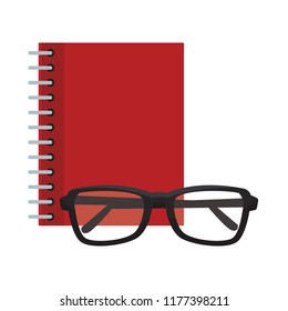 Notebook and glasses