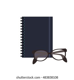 notebook and glasses icon