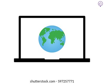 notebook, globe, icon, vector illustration eps10