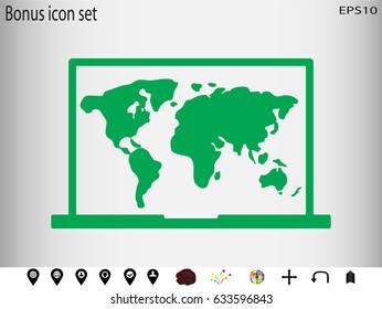 notebook, globe, icon, vector illustration eps10
