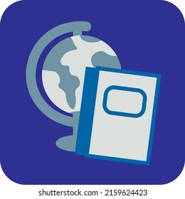 Notebook and globus, illustration, vector on a white background.
