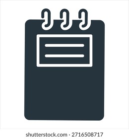 Ilustración vectorial de icono de glifo de cuaderno