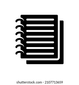 vector de icono de glifo de bloc de notas aislado en fondo blanco
