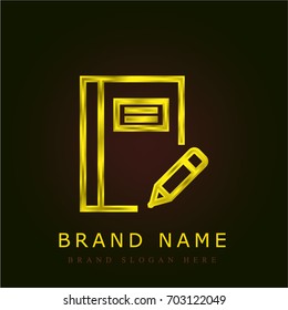 Notebook golden metallic logo