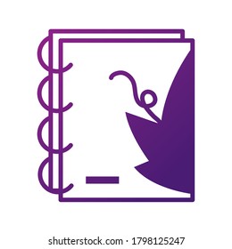 notebook with grapes leafs plant gradient style icon vector illustration design