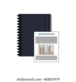 notebook and graph chart icon