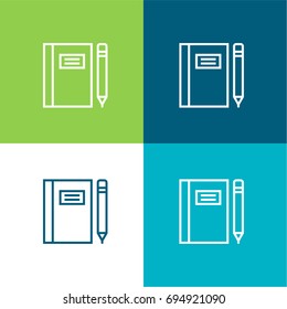 Notebook green and blue material color minimal icon or logo design