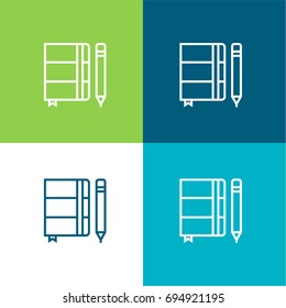 Notebook green and blue material color minimal icon or logo design