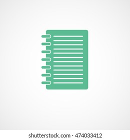 Notebook Green Flat Icon On White Background