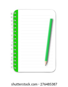 Notebook and green pencil vector