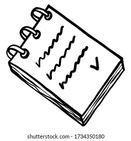 Notebook in hand drawn doodle style. Sketch. Isolated on a white background. Vector illustration