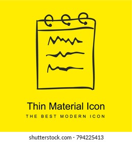 Notebook hand drawn interface tool bright yellow material minimal icon or logo design