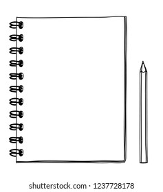 notebook hand drawn and pencil vector line art illustration