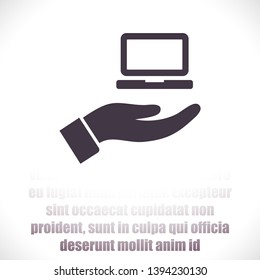 Notebook in hand icon , lorem ipsum Flat design