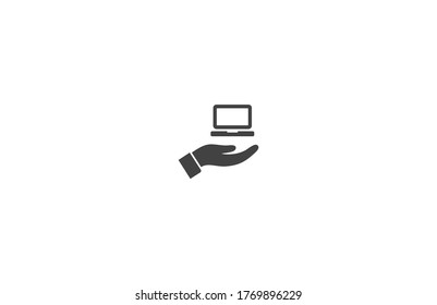 Notebook in hand icon , lorem ipsum Flat design