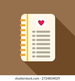 Cuaderno con un corazón que contiene una lista, perfecto para el día de San Valentín o ocasiones románticas