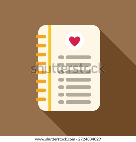 Notebook with a heart containing a list, perfect for valentine's day or romantic occasions