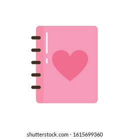 Notebook with heart design of love passion romantic valentines day wedding decoration and marriage theme Vector illustration