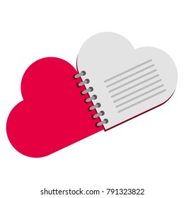 notebook with heart love shape