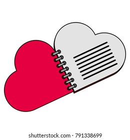 notebook with heart love shape