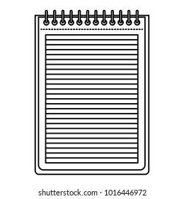 notebook with horizontal lines and metal spiral on top in black contour