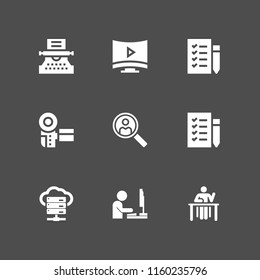 notebook icon. 9 notebook set with desk, server, computer workers and checklist vector icons for web and mobile app