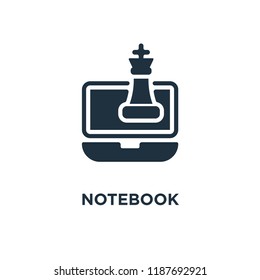 Notebook icon. Black filled vector illustration. Notebook symbol on white background. Can be used in web and mobile.