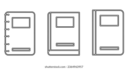 Diseño de la línea negra del icono del bloc de notas. Ilustración vectorial de material.